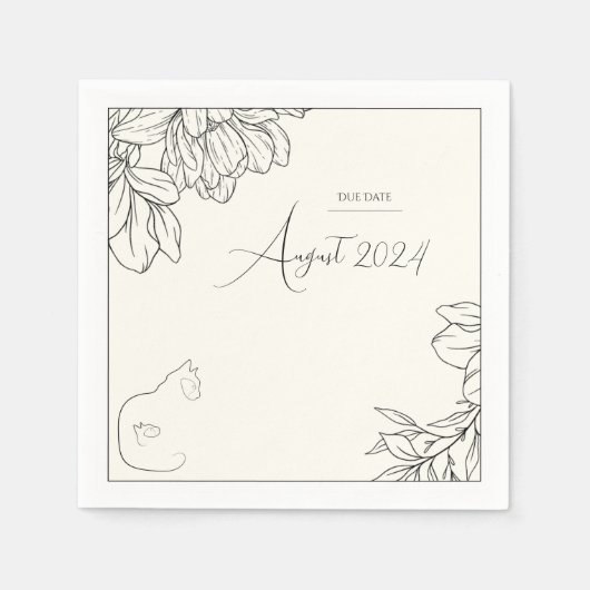 ブラック&エレガントクリーム猫好きベビーシャワー スタンダードカクテルナプキン (正面)