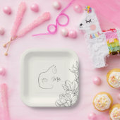 ブラック&エレガントクリーム猫好きベビーシャワー ペーパープレート (パーティー)