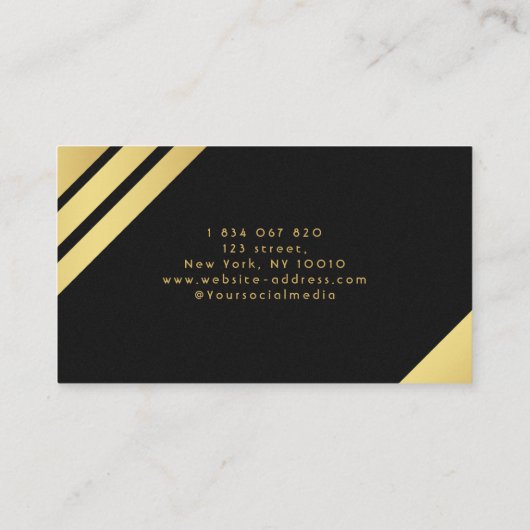 ブラック&エレガントゴールドフォイルホームロゴエテ実在ート 名刺 (裏面)