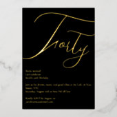 ブラック&エレガントゴールドフォイル40th誕生日招待状 箔招待状 (正面)