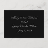 ブラック&エレガントシルバーウェディングフォーマルRSVPカード エンクロージャーカード (裏面)