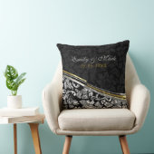 ブラック&エレガントシルバーダマスク金ゴールドアクセント クッション (椅子)