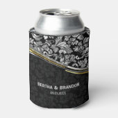 ブラック&エレガントシルバーダマスク金ゴールドアクセント 缶クーラー (缶正面)