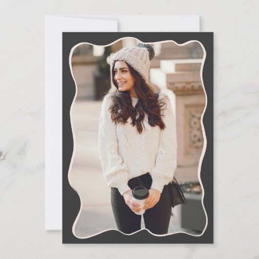 ブラック&エレガントシルバーディスコボール写真誕生日 招待状 (裏面)