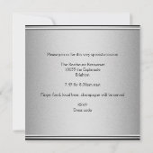 ブラック&エレガントシルバーメタル40th誕生日パーティー 招待状 (裏面)