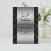 ブラック&エレガントシルバー誕生日 招待状 (スタンド正面)