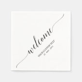 ブラック |エレガントスタイリッシュレタリング歓迎パーティー スタンダードカクテルナプキン (正面)