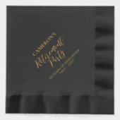 ブラック | エレガントスタイリッシュレタリング退職パーティー 箔ナプキン (正面)