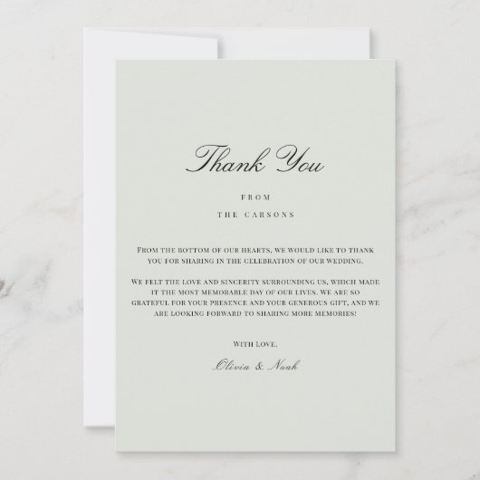 ブラック&エレガントセージグリーンサンキューカード サンキューカード (正面)