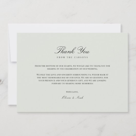 ブラック&エレガントセージグリーンサンキューカード サンキューカード (正面)