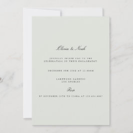 ブラック&エレガントセージグリーン婚約招待状 招待状