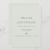 ブラック&エレガントセージグリーン婚約招待状 招待状 (正面/裏面)