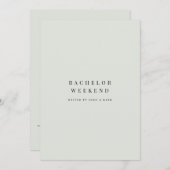 ブラック&エレガントセージ学士号ウィークエンド招待状 招待状 (正面/裏面)