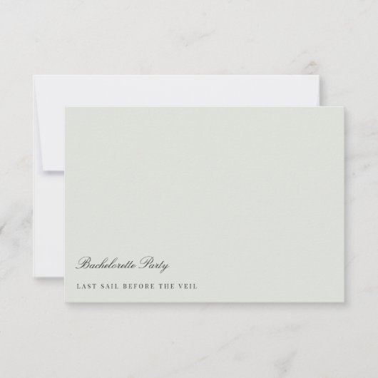 ブラック&エレガントセージ緑のバチェロレッテカード 招待状 (正面)