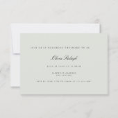 ブラック&エレガントセージ緑のバチェロレッテカード 招待状 (裏面)