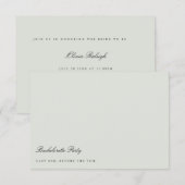 ブラック&エレガントセージ緑のバチェロレッテカード 招待状 (正面/裏面)