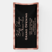 ブラック&エレガントバラフェイクゴールドフォイルのビジネスサイン 横断幕 (縦)