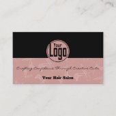 ブラック&エレガントピンクヘアサロンカスタムロゴ 名刺 (正面)