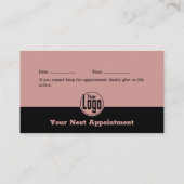 ブラック&エレガントピンクヘアサロンスタイリスト 予約カード (裏面)