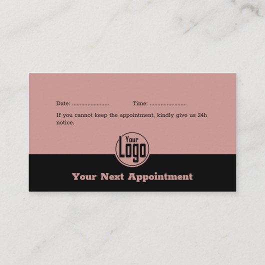 ブラック&エレガントピンクヘアサロンスタイリスト 予約カード (裏面)
