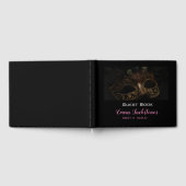 ブラック&エレガントピンクマスクマスカレードスウィート16 ゲストブック (全面)