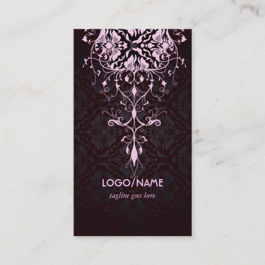 ブラック&エレガントピンクルックヴィンテージフローラマスク 名刺 (正面)