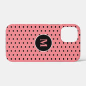ブラック&エレガントピンク水玉模様モノグラム Case-Mate iPhoneケース (裏面 (横))