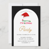 ブラック&エレガントホワイトのクリスマスパーティの招待状 招待状 (正面)