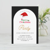 ブラック&エレガントホワイトのクリスマスパーティの招待状 招待状 (スタンド正面)