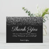 ブラック&エレガントホワイトのダイヤ結婚モンド サンキューカード (スタンド正面)