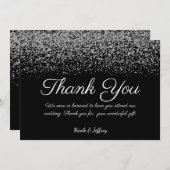 ブラック&エレガントホワイトのダイヤ結婚モンド サンキューカード (正面/裏面)