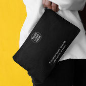 ブラック&エレガントホワイトのビジネス・ロゴのプロモーション アクセサリーポーチ