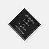 ブラック&エレガントホワイトの結婚記念日紙 スタンダードカクテルナプキン (角)