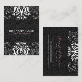 ブラック&エレガントホワイトフローラレース 名刺 (正面/裏面)