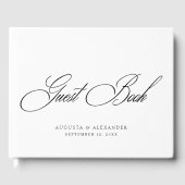 ブラック&エレガントホワイトモノグラム結婚ズゲストブック ゲストブック (正面)