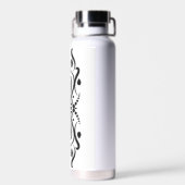 ブラック&エレガントホワイト抽象芸術ハーレキンスタイル ウォーターボトル (背面)