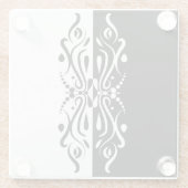 ブラック&エレガントホワイト抽象芸術ハーレキンスタイル ガラスコースター (裏面)