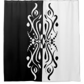 ブラック&エレガントホワイト抽象芸術ハーレキンスタイル シャワーカーテン (正面)