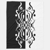 ブラック&エレガントホワイト抽象芸術ハーレキンスタイル フリースブランケット (正面)