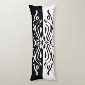 ブラック&エレガントホワイト抽象芸術ハーレキンスタイル ボディピロー (裏面 (縦))