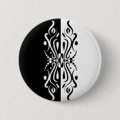 ブラック&エレガントホワイト抽象芸術ハーレキンスタイル 缶バッジ (正面)