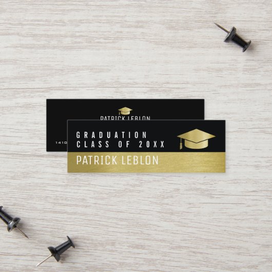 ブラック&エレガント金ゴールドの大学院の名フェイク類 コーリングカード (正面/裏面インサイチュ)