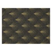 ブラック&エレガント金ゴールドアートデコパターン テーブルクロス (正面(横))