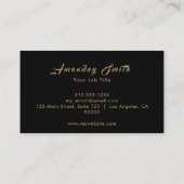 ブラック&エレガント金ゴールドウィメンズ体気にウェルネス 名刺 (裏面)