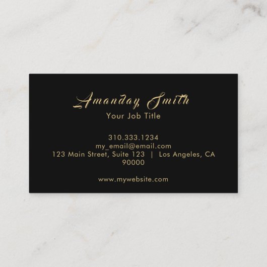 ブラック&エレガント金ゴールドウィメンズ体気にウェルネス 名刺 (裏面)