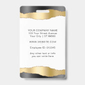 ブラック&エレガント金ゴールドカスタム社員フォト会社 バッジ (裏面)