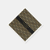 ブラック&エレガント金ゴールドカーニバルハーレキンカスタム スタンダードカクテルナプキン (角)