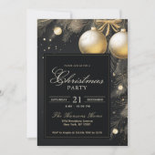 ブラック&エレガント金ゴールドクリスマスイブパーティー 招待状 (正面)