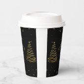 ブラック&エレガント金ゴールドクリスマスエンタテインメント 紙コップ (左)