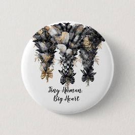 ブラック&エレガント金ゴールドクリスマスツリー 缶バッジ